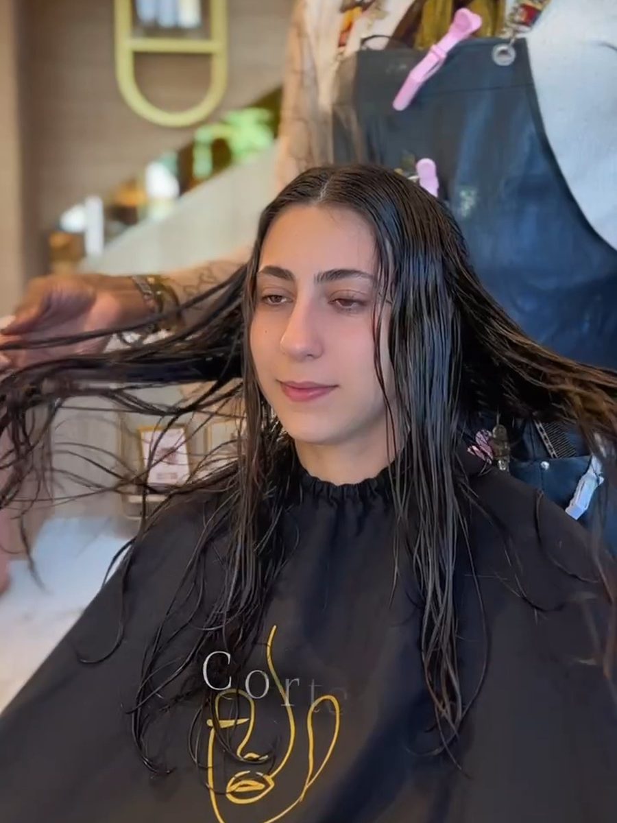 Antes: corte butterfly com finalização