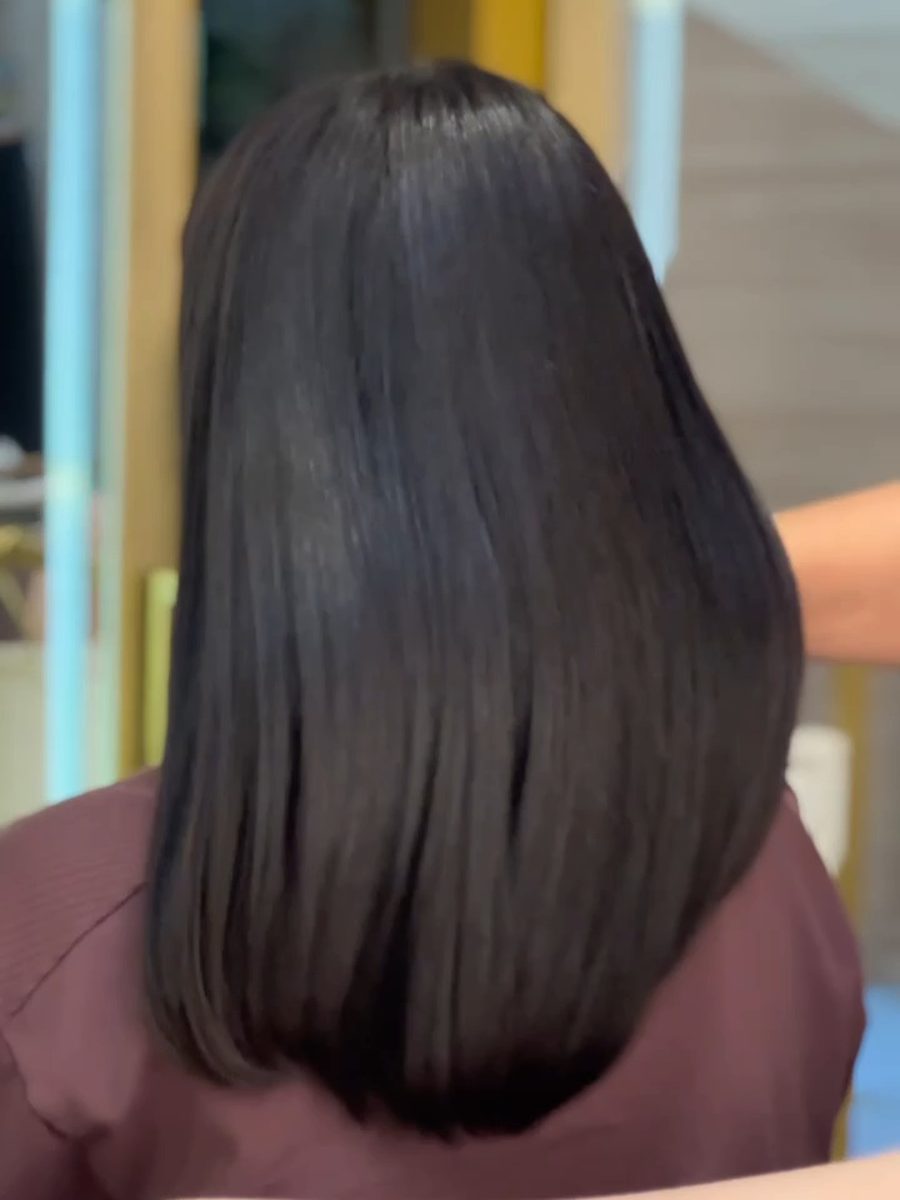 Antes: mega hair com alinhamento